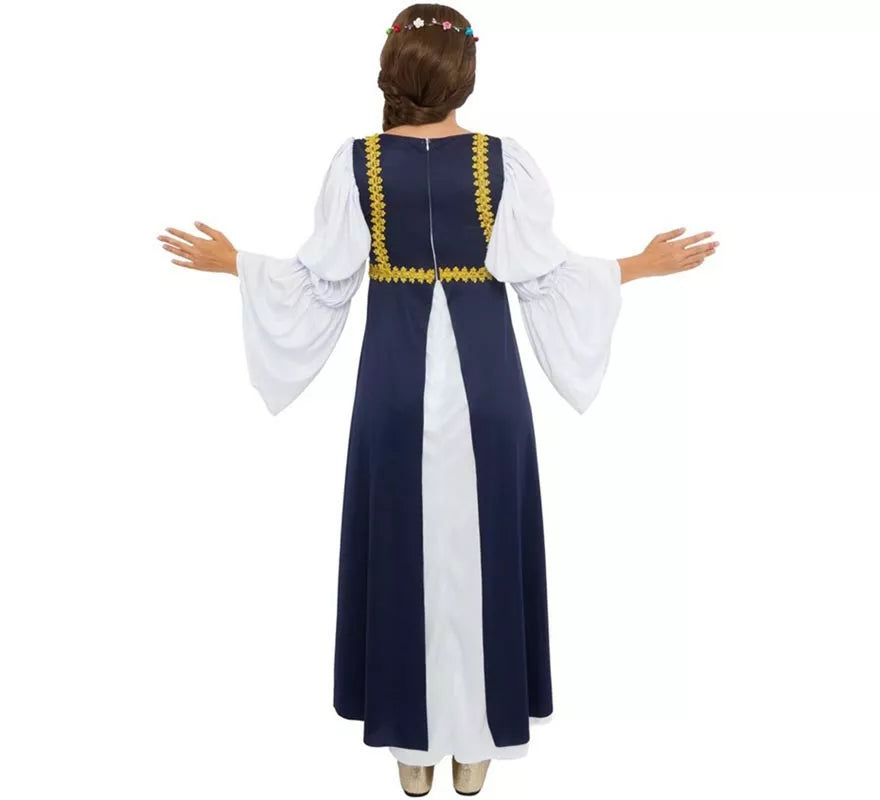 Translation missing: es.Disfraz de Dama medieval azul y blanco para mujer