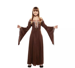 Costume da donna medievale marrone per bambina
