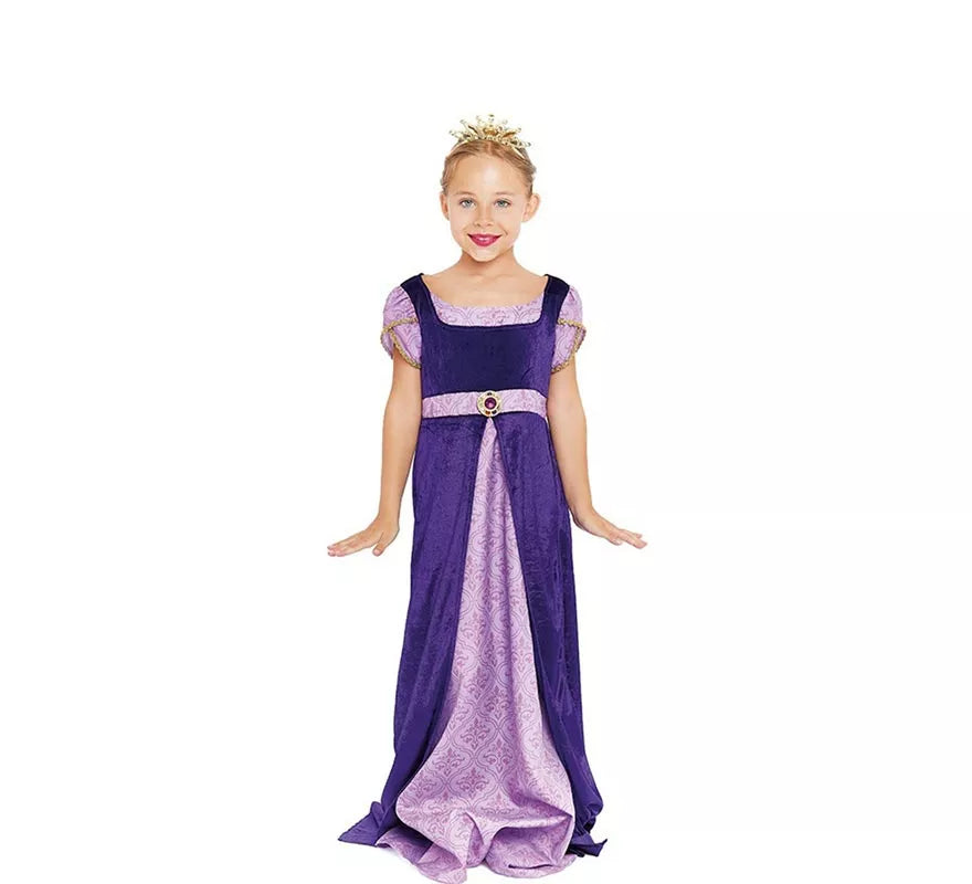 Disfraz de Dama Medieval morado y lila para niña