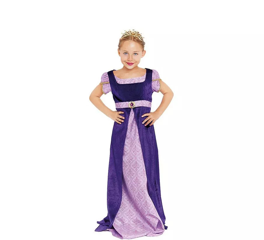 Translation missing: es.Disfraz de Dama Medieval morado y lila para niña