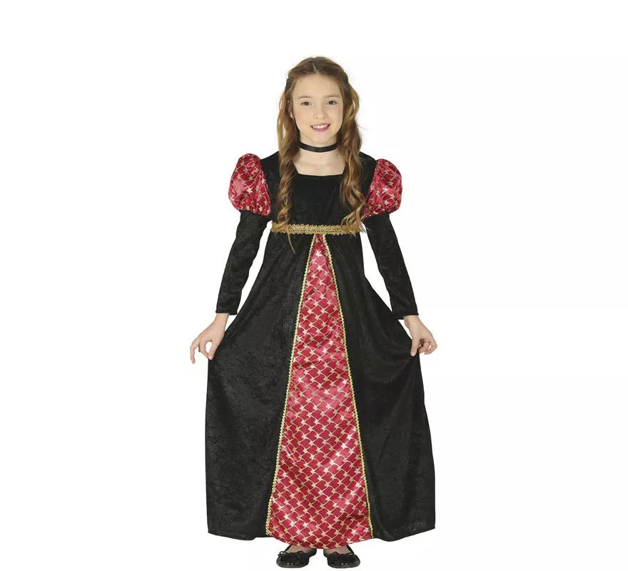 Disfraz de Dama Medieval Negra para niña