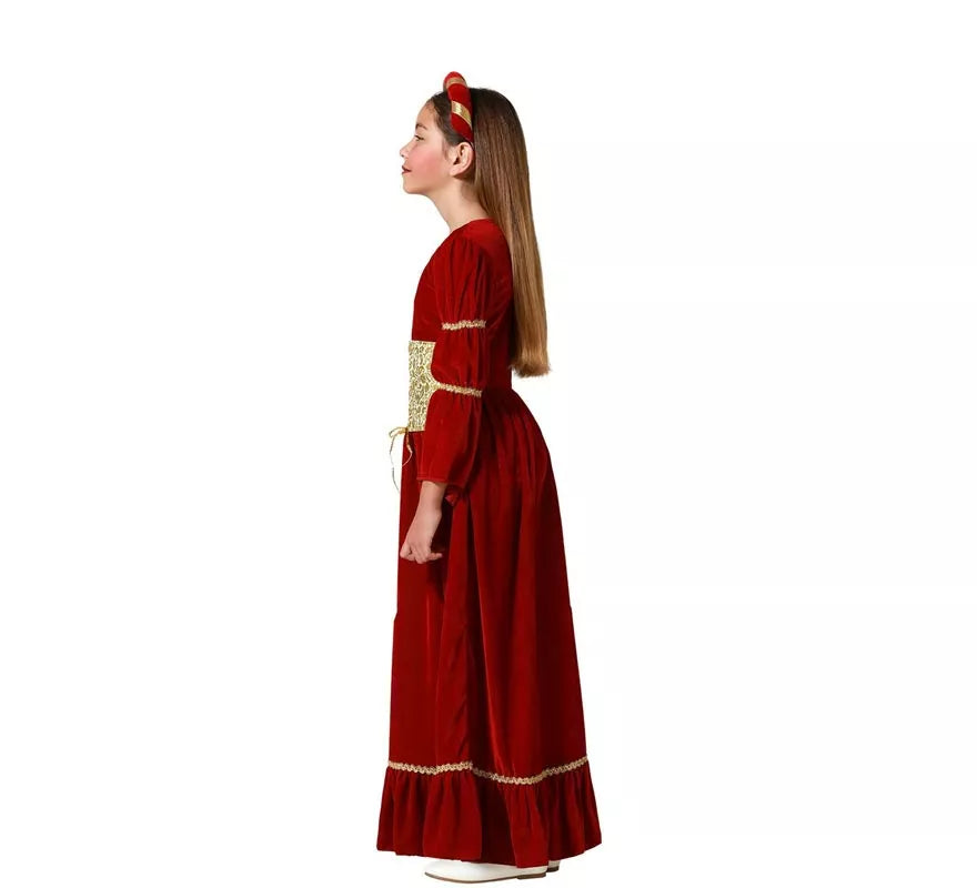 Translation missing: es.Disfraz de Dama Medieval Renacentista rojo para niña
