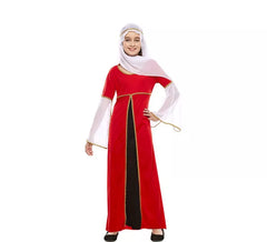 Costume da donna medievale rossa per bambina