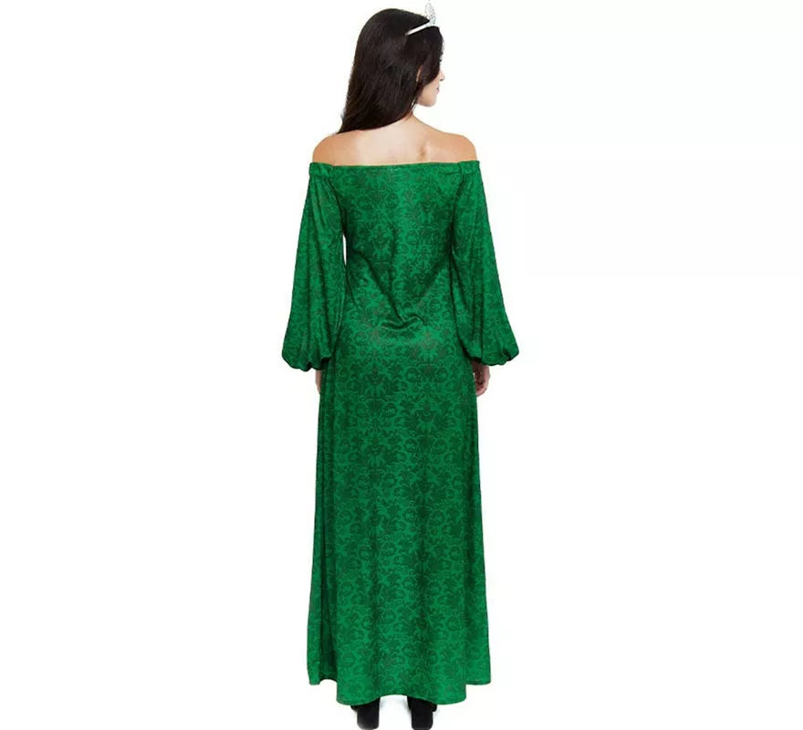 Translation missing: es.Disfraz de Dama Medieval verde estampado para mujer
