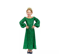 Costume da dama medievale stampata in verde per bambina