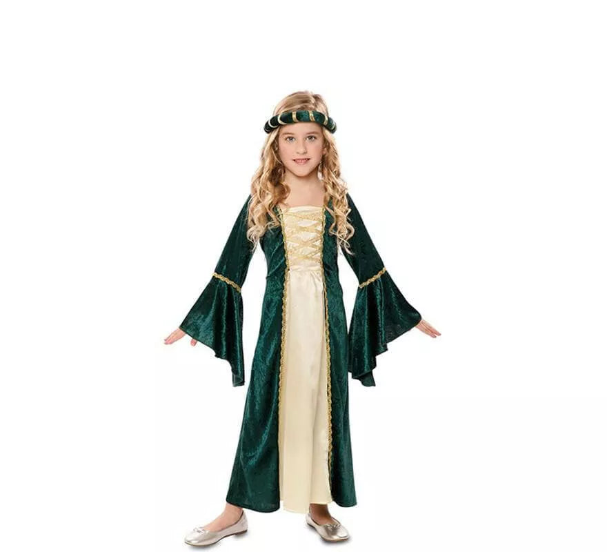 Translation missing: it.Disfraz de Dama Medieval Verde para niña