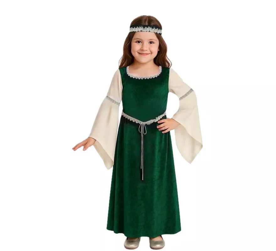 Translation missing: es.Disfraz de Dama Medieval verde para niña