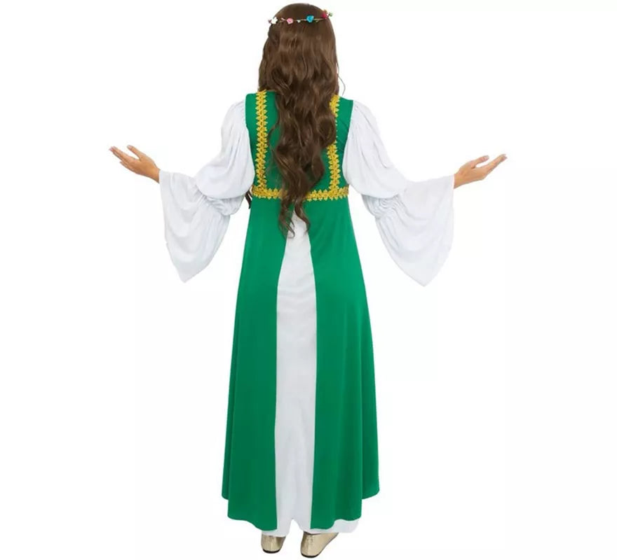 Translation missing: es.Disfraz de Dama Medieval verde y blanco para mujer