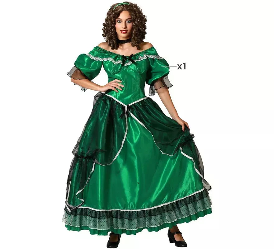 Translation missing: it.Disfraz de Dama Sureña verde para mujer