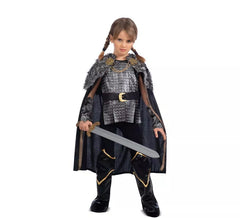 Costume da dama vichinga in argento con mantello per ragazza