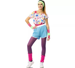 Costume da atleta anni '80 con polsini per donna