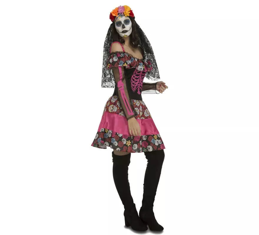 Translation missing: es.Disfraz de Día De Los Muertos rosa para mujer