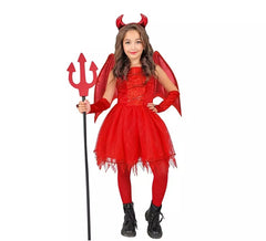 Costume da diavolo con ali e corna per bambina