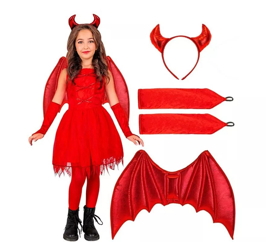 Translation missing: it.Disfraz de Diabla con Alas y Cuernos para niña