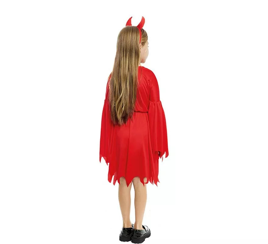 Translation missing: it.Disfraz de Diablesa moderna roja con diadema para niña