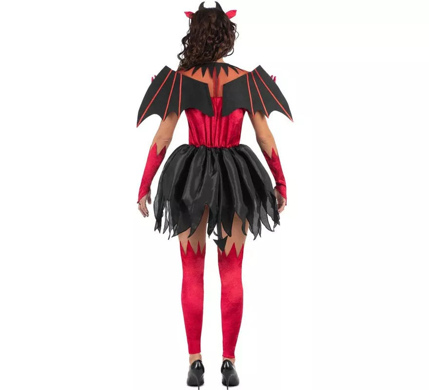Translation missing: it.Disfraz de Diablesa rojo y negro con alas para mujer