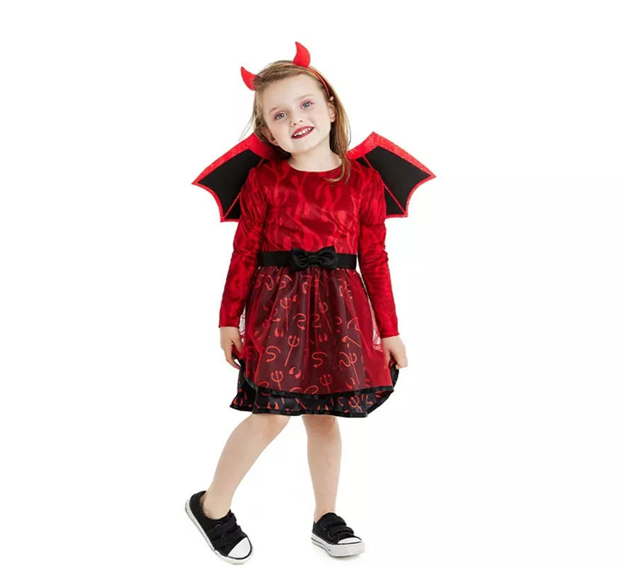 Translation missing: es.Disfraz de Diablilla roja con diadema y alas para bebé y niña