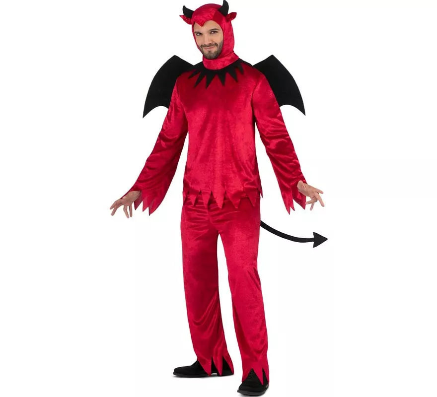 Translation missing: it.Disfraz de Diablo rojo con alas y cola para hombre