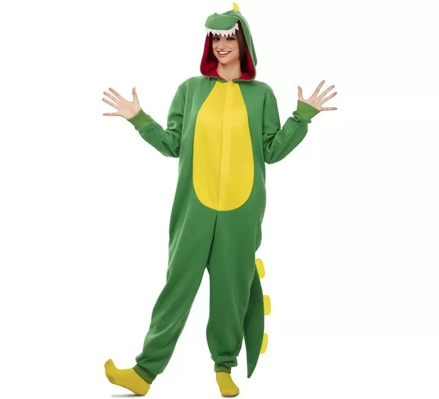 Translation missing: it.Disfraz de Dinosaurio Kugurumi verde y amarillo para adulto