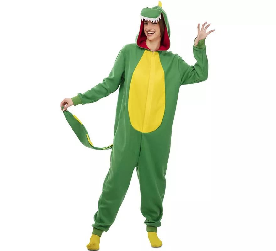 Translation missing: es.Disfraz de Dinosaurio Kugurumi verde y amarillo para adulto