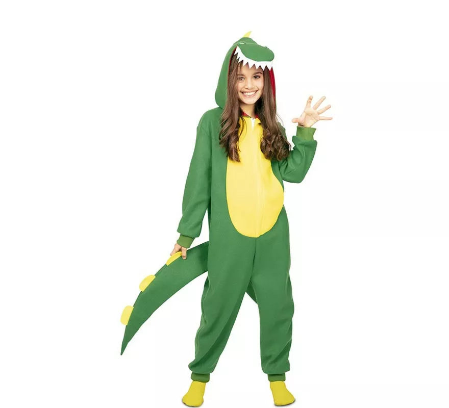 Translation missing: it.Disfraz de Dinosaurio Kugurumi verde y amarillo para niños