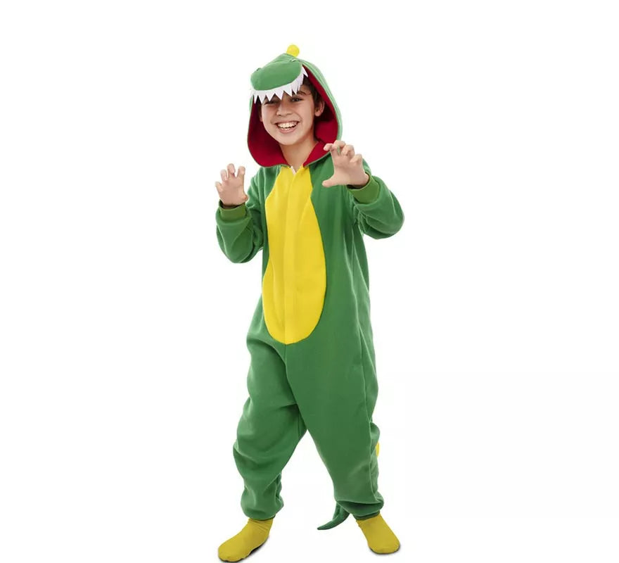 Translation missing: it.Disfraz de Dinosaurio Kugurumi verde y amarillo para niños