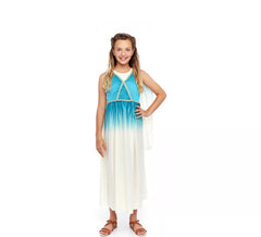 Disfraz de Diosa Griega Azul y Blanco para niña
