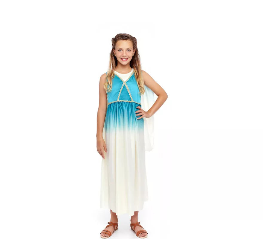 Translation missing: es.Disfraz de Diosa Griega Azul y Blanco para niña