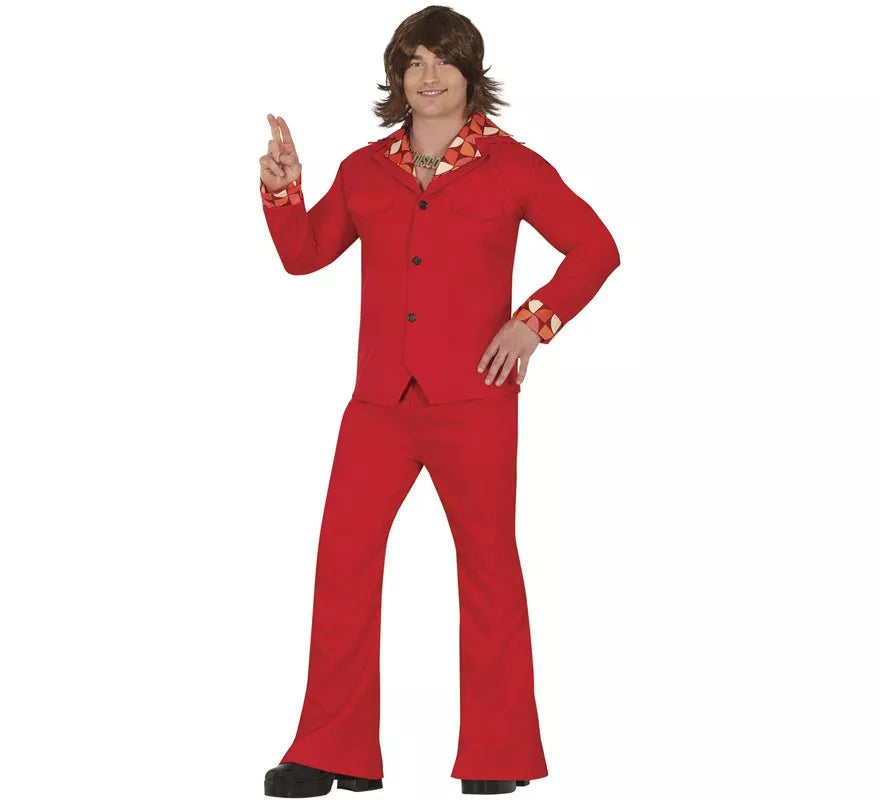 Translation missing: es.Disfraz de Disco Años 70 rojo para hombre