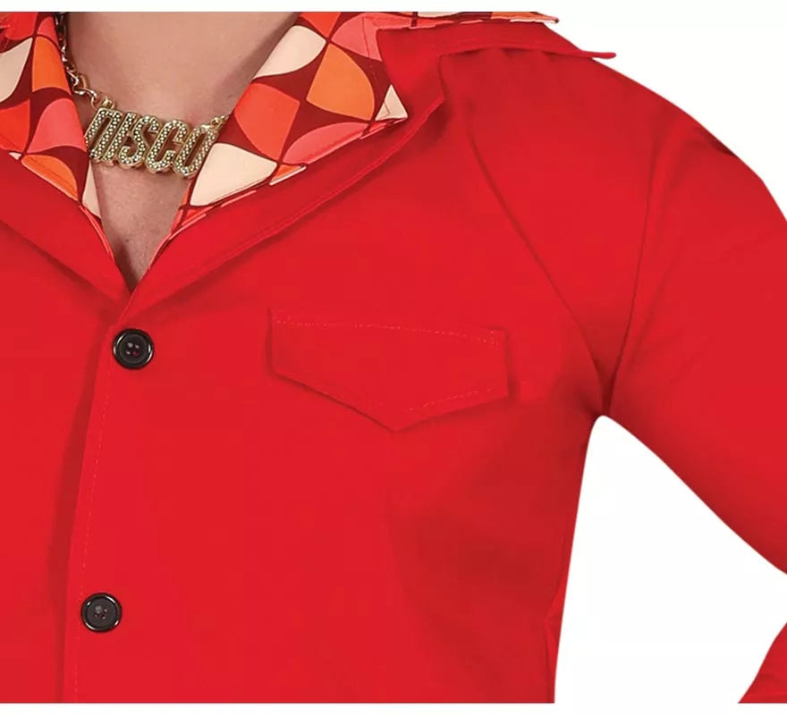 Disfraz de Disco Años 70 rojo para hombre