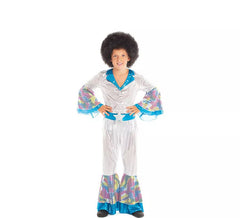 Disfraz de Disco Boy Plateado y Azul 2 piezas para niños