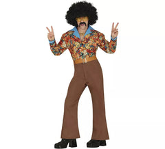 Costume da discoteca floreale marrone da uomo