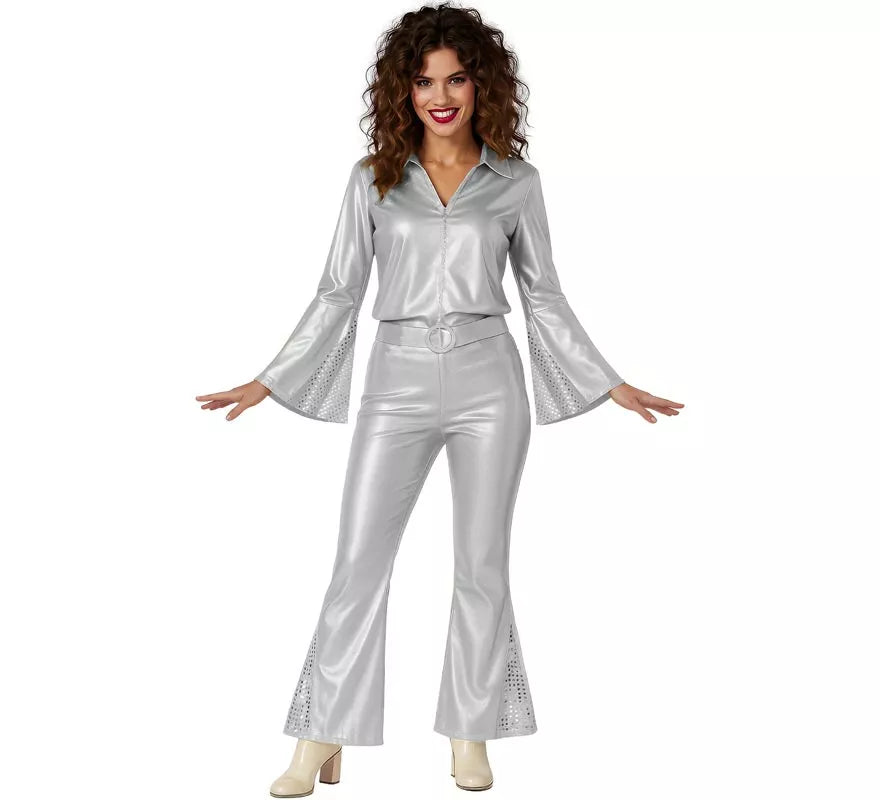 Disfraz de Disco plata para mujer
