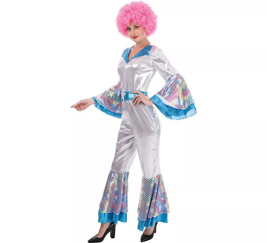 Translation missing: es.Disfraz de Disco Woman plateado para mujer