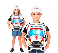 Costume bianco da medico dell'ambulanza con cappello per bambino