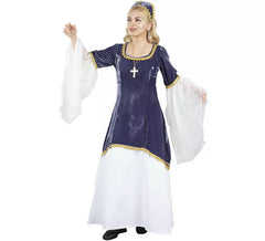 Disfraz de Doña Petronila azul y blanco para mujer