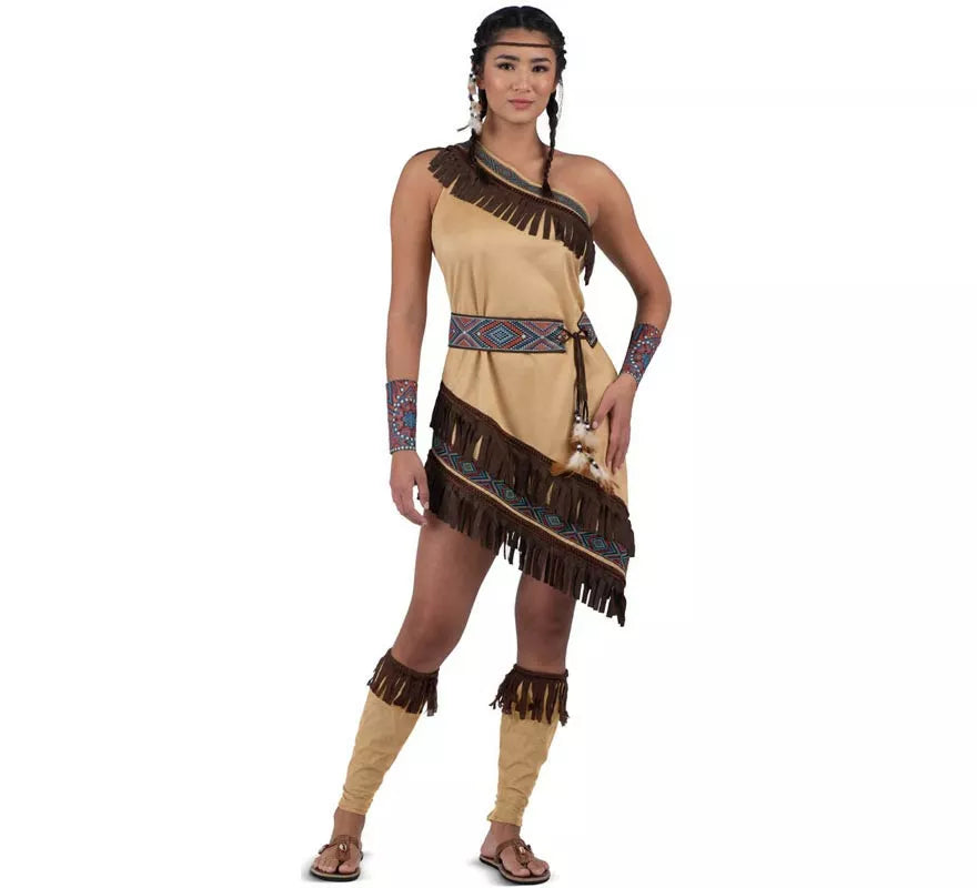 Translation missing: it.Disfraz de Doncella India vestido con flecos para mujer