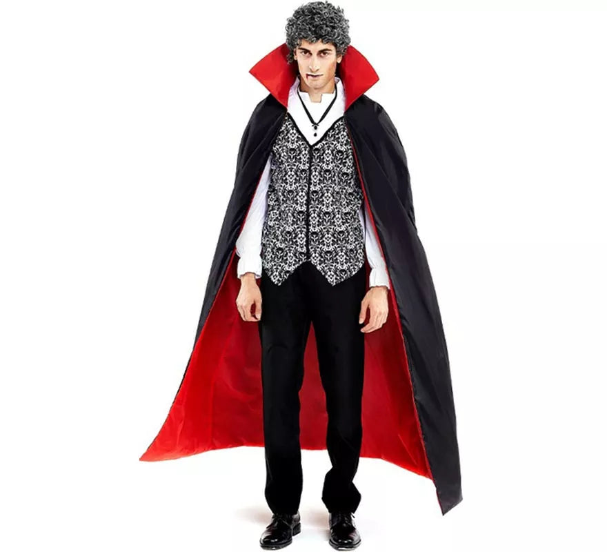 Translation missing: es.Disfraz de Drácula clásico con capa bicolor para hombre