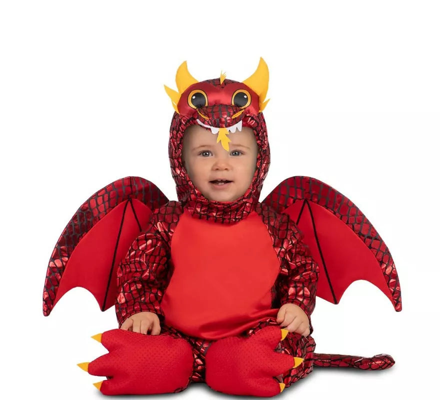 Translation missing: es.Disfraz de Dragón rojo con capucha y alas para bebé y niño