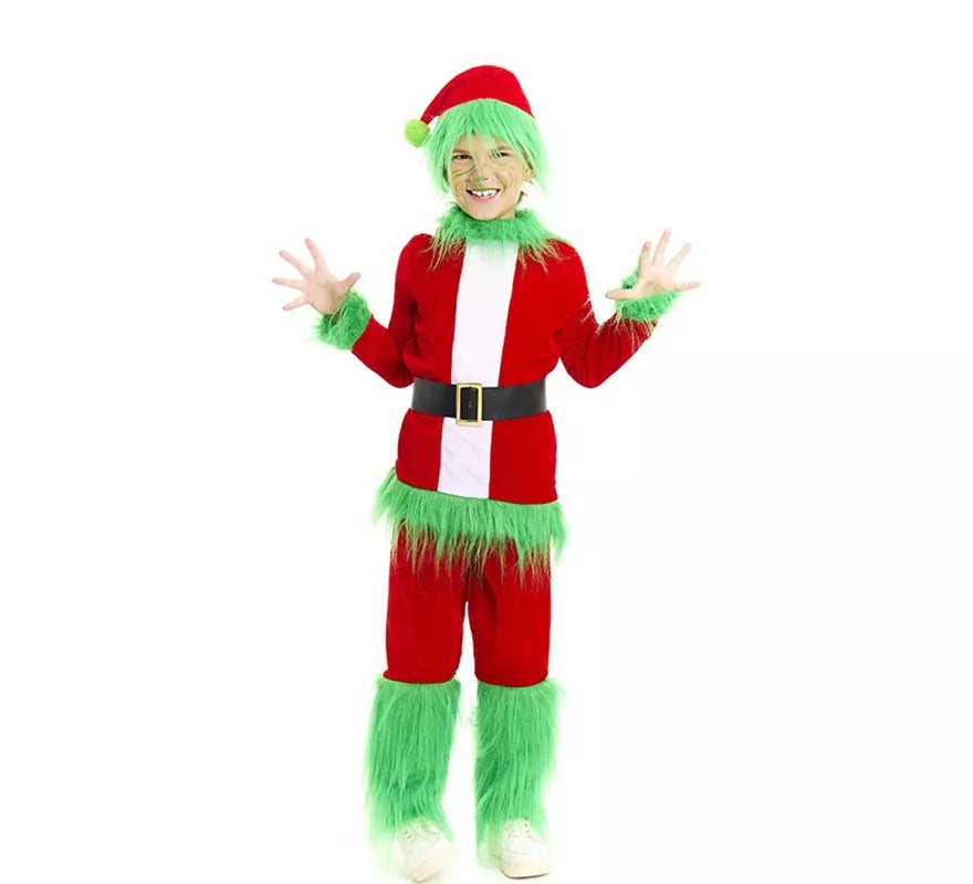 Translation missing: it.Disfraz de Duende Gruñón de Navidad verde para niño