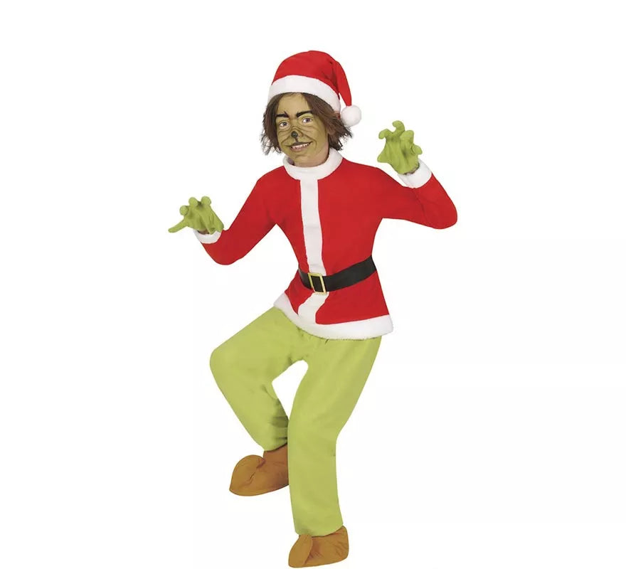 Translation missing: it.Disfraz de Duende Gruñón Navideño verde para niño