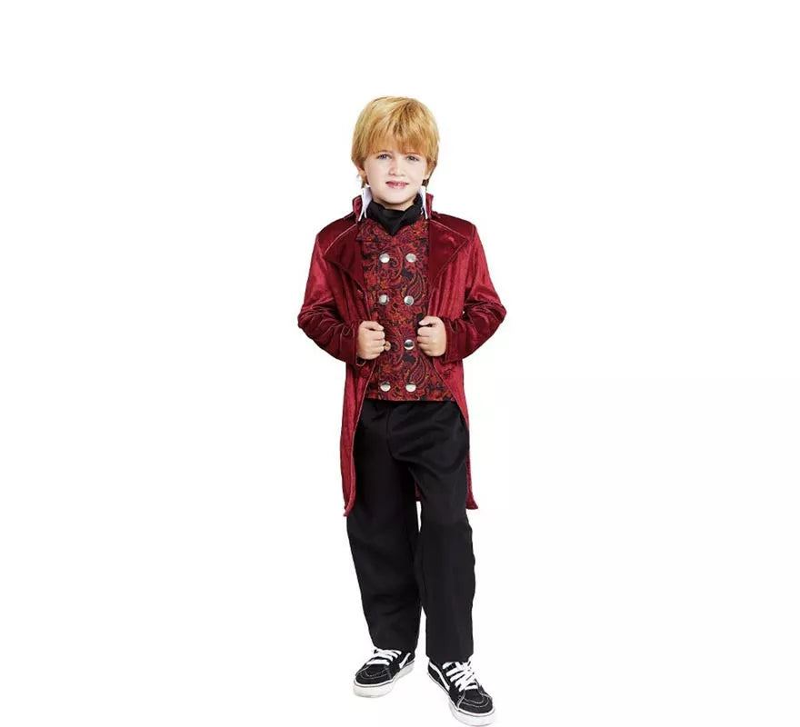 Translation missing: it.Disfraz de Duque Inglés elegante vinotinto para niño