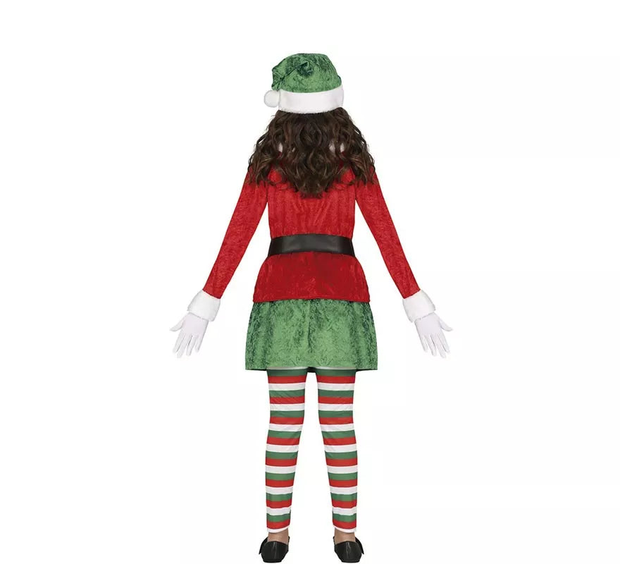 Translation missing: it.Disfraz de Elfa Ayudante de Santa con gorro para niña