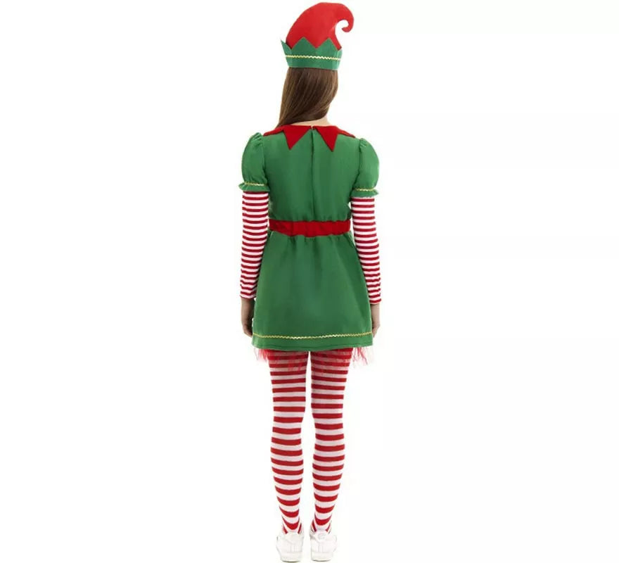 Translation missing: it.Disfraz de Elfa Polar en vestido verde y rojo para mujer