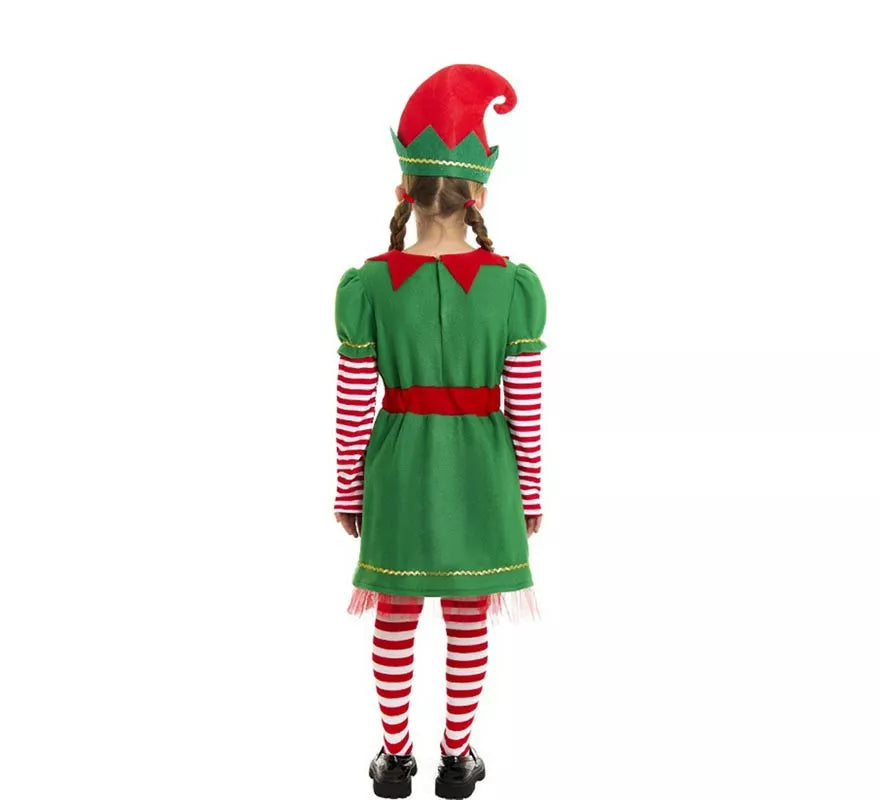 Translation missing: it.Disfraz de Elfa Polar en vestido verde y rojo para niña