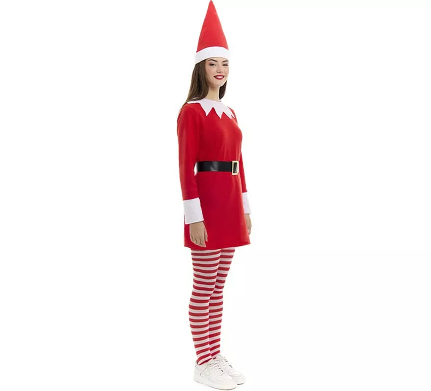 Translation missing: es.Disfraz de Elfa Polar roja en vestido con gorro para mujer