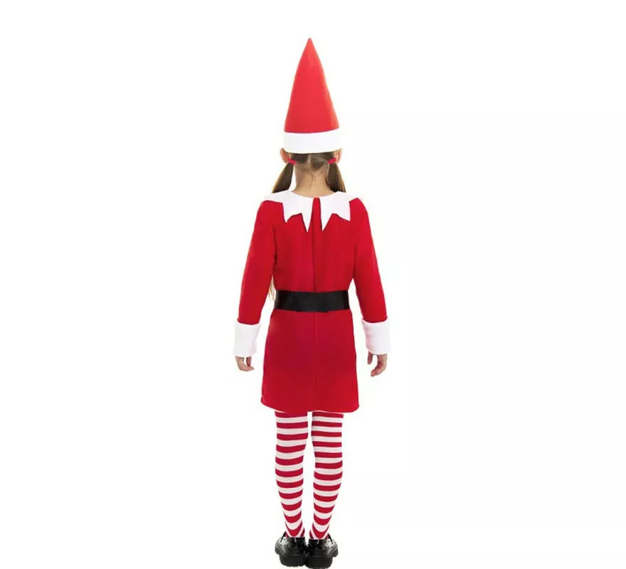 Disfraz de Elfa Polar roja en vestido con gorro para niña