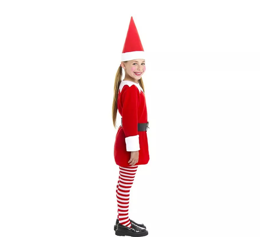 Translation missing: it.Disfraz de Elfa Polar roja en vestido con gorro para niña