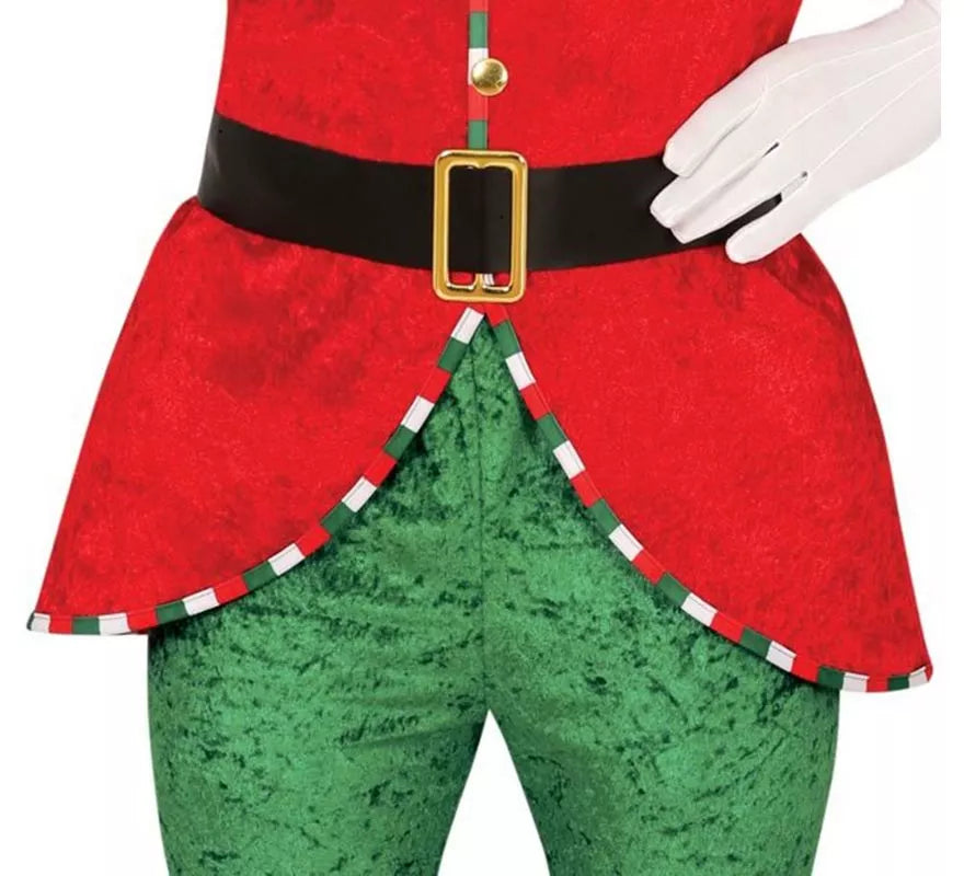 Translation missing: es.Disfraz de Elfo Ayudante de Santa con cinturón para hombre