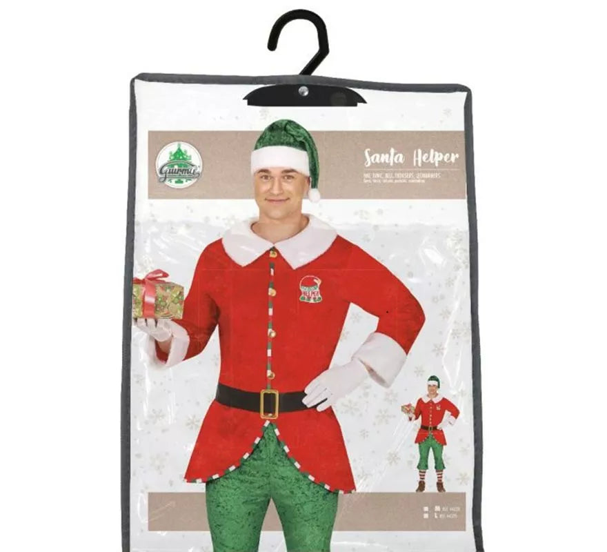 Translation missing: es.Disfraz de Elfo Ayudante de Santa con cinturón para hombre